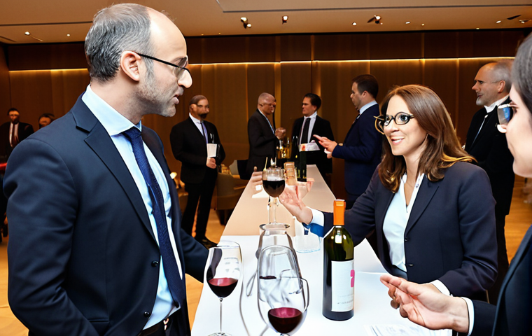 ** A sophisticated Parisian networking event filled with sharply dressed professionals (lawyers, inventors, entrepreneurs) in a modern, bright conference room. Soft, diffused lighting. Focus on people engaging in animated conversation with glasses of wine and exchanging business cards. The INPI (Institut National de la Propriété Industrielle) logo is subtly visible in the background. The overall feeling should be one of exclusivity and opportunity.
**