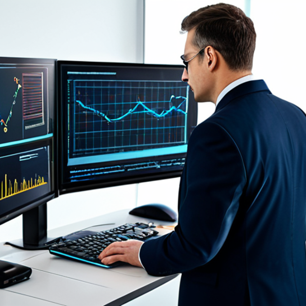 An adult professional patent attorney, dressed in a modest business suit, is intently focused at a sleek modern desk in a high-tech office. The attorney is engaging with a holographic display that visualizes complex legal data and AI algorithms, with multiple computer screens in the background showcasing detailed intellectual property graphs and technological schematics. The image highlights deep specialization in cutting-edge technology and data analysis, conveying an atmosphere of innovation and intellectual rigor. fully clothed, appropriate attire, safe for work, perfect anatomy, correct proportions, natural pose, well-formed hands, proper finger count, natural body proportions, professional dress, appropriate content, modest, family-friendly, high quality, professional photography, studio lighting.