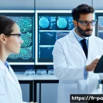 변리사와 정부 연구 프로젝트 사례 - **Prompt:** A dynamic and inspiring scene within a modern French research laboratory. A diverse grou...