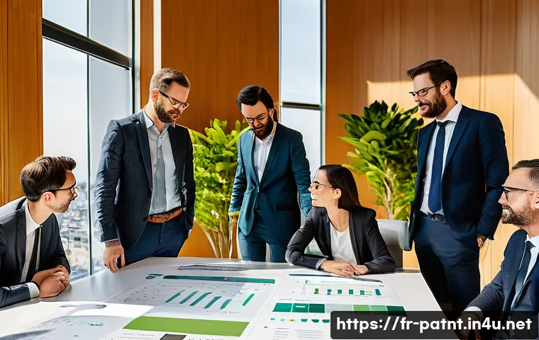 변리사와 ESG 관련 특허 사례 - **Prompt 1: "The French ESG Patent Summit"**
A vibrant and professional scene inside a modern, s...